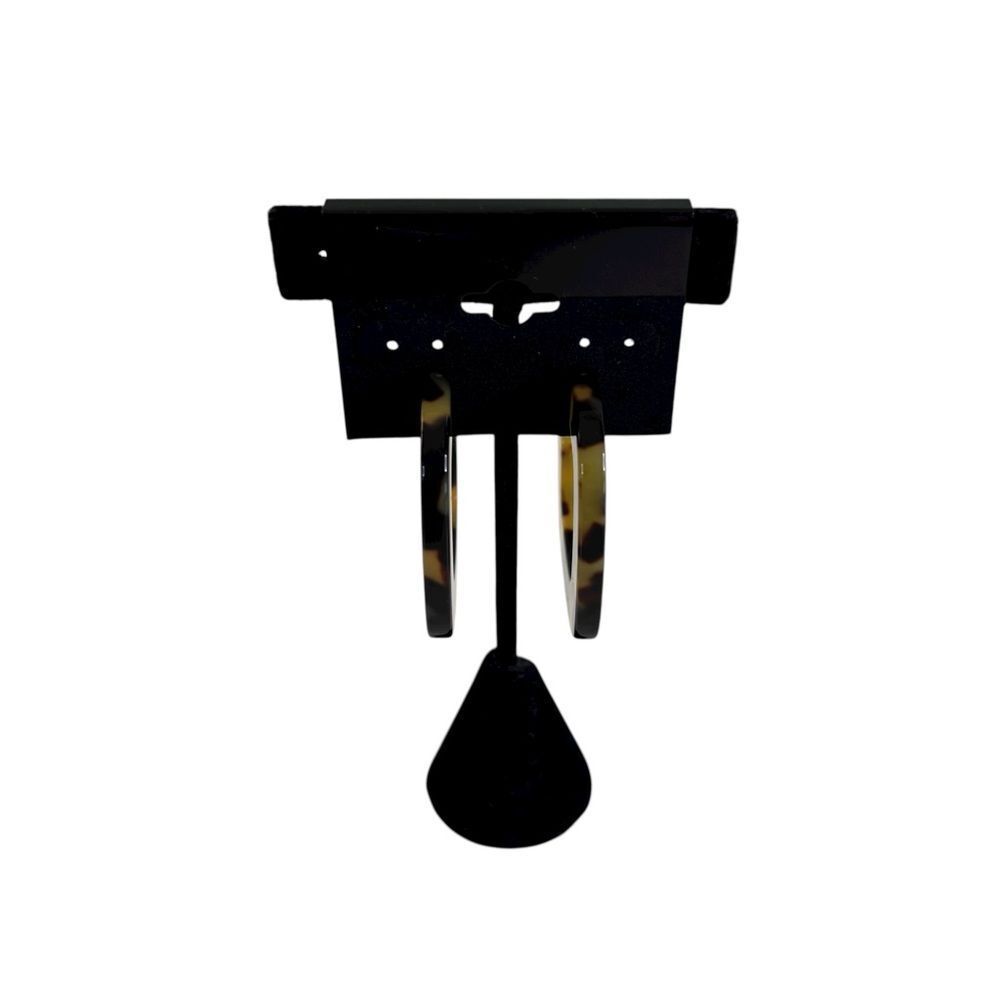 Tortoise Shell Lightweight C Hoop Earrings. - Picture 3 of 5